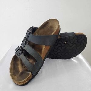 BIirkenstock Florida Soft Footbed Blue Navy 3 Strap Buckles 36 EU